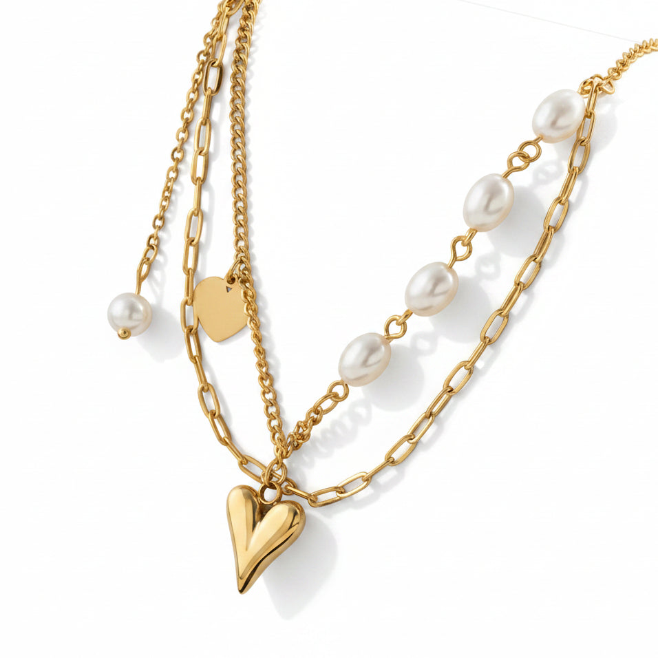 Ketting met parels en hart