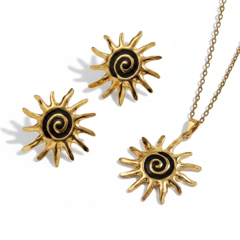 Oorbel en ketting set - Zon div. Kleuren