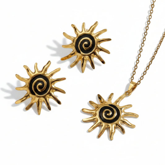 Oorbel en ketting set - Zon div. Kleuren