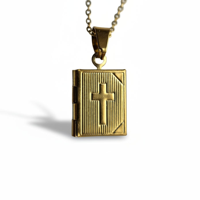 Ketting memory locket book cross