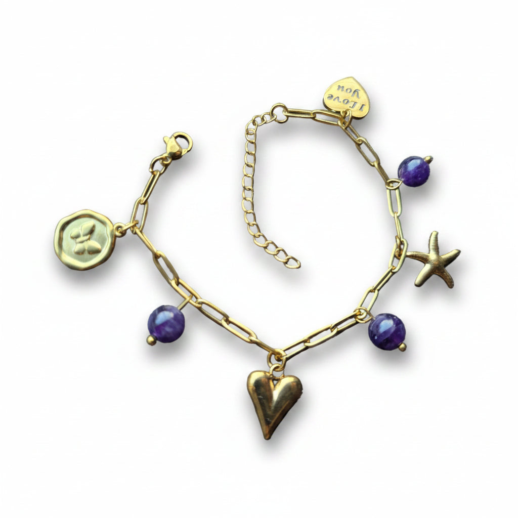 Bedelarmband met amethist