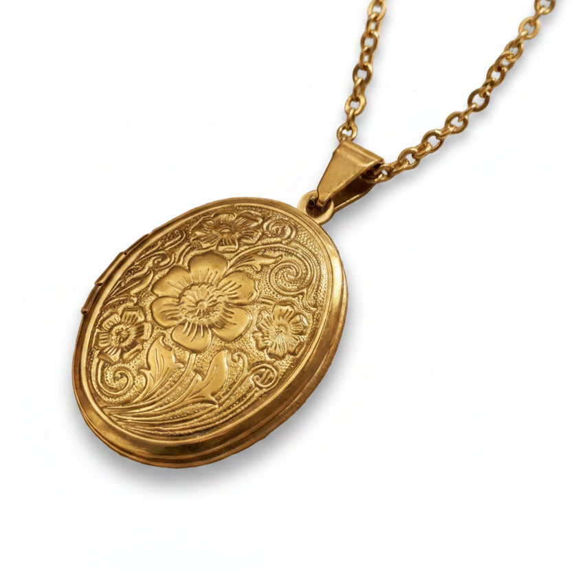 Ketting memory locket 'flowers'