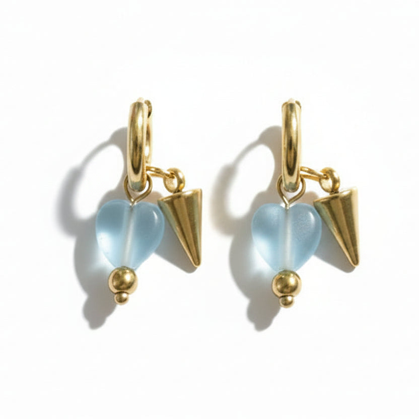 Oorbellen 'spike - blue heart'