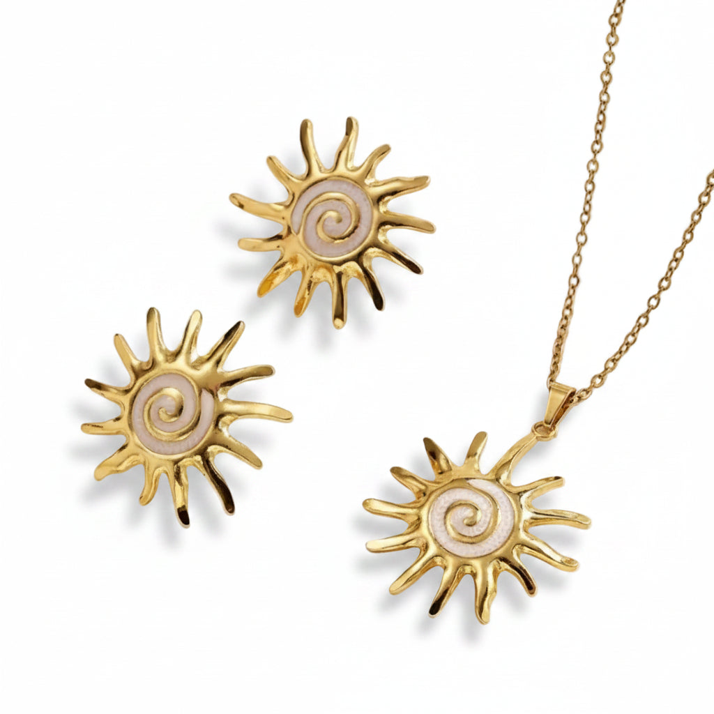 Oorbel en ketting set - Zon div. Kleuren