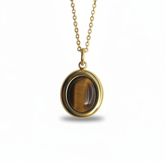 Ketting met ovale tijgeroog steen