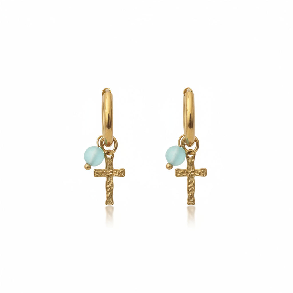 Oorbellen 'Blue cross'