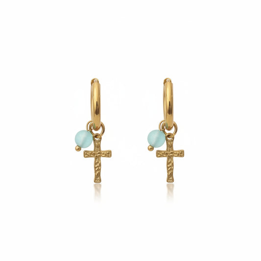 Oorbellen 'Blue cross'