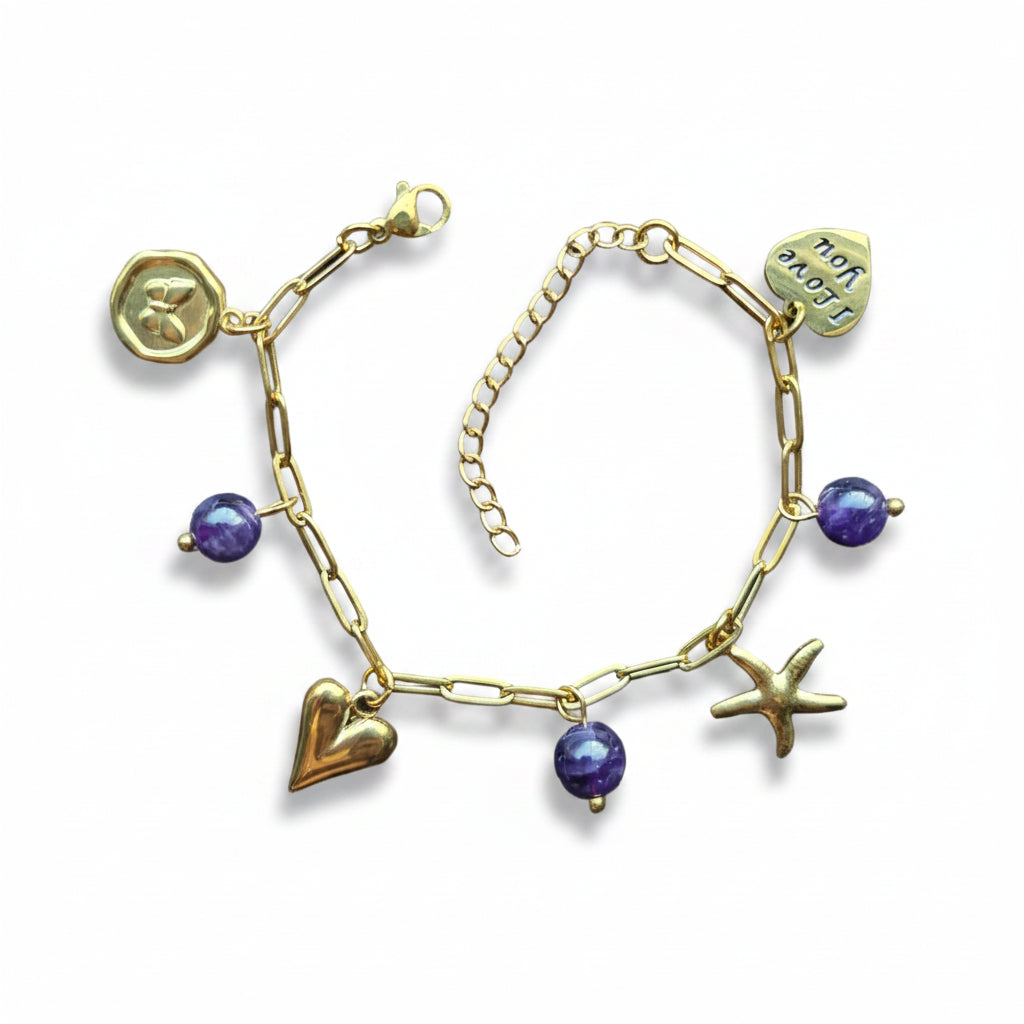 Bedelarmband met amethist