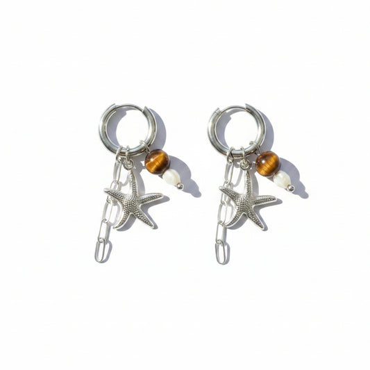Oorbellen 'star - tiger eye'